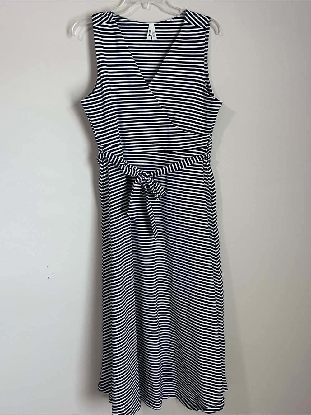 PACT Wrap Midi Dress Belted Striped Organic Cotton Size Large